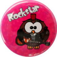 Rockstar Eule Button pink - zum Schließen ins Bild klicken